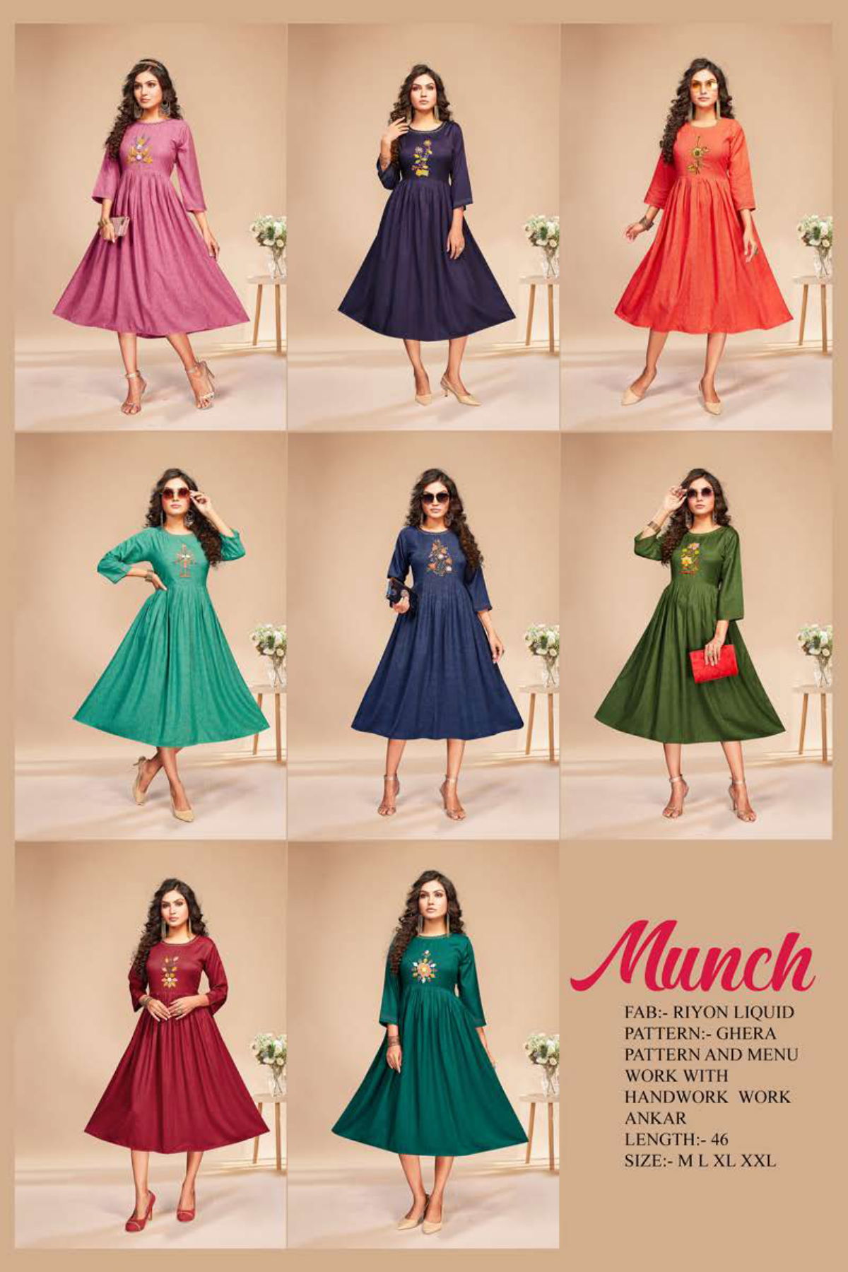 Munch Dee Cee New Exclusive Wear Rayon Designer Fancy Kurtis Collection